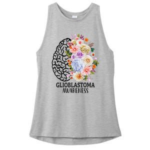 Floral Glioblastoma Awareness Month Brain Cancer Ladies PosiCharge Tri-Blend Wicking Tank