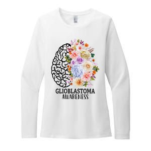 Floral Glioblastoma Awareness Month Brain Cancer Womens CVC Long Sleeve Shirt