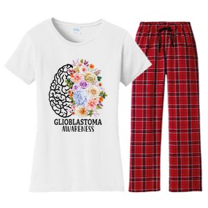 Floral Glioblastoma Awareness Month Brain Cancer Women's Flannel Pajama Set