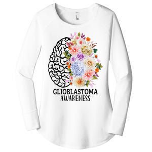 Floral Glioblastoma Awareness Month Brain Cancer Women's Perfect Tri Tunic Long Sleeve Shirt