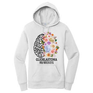 Floral Glioblastoma Awareness Month Brain Cancer Women's Pullover Hoodie