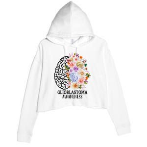 Floral Glioblastoma Awareness Month Brain Cancer Crop Fleece Hoodie