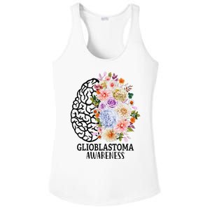 Floral Glioblastoma Awareness Month Brain Cancer Ladies PosiCharge Competitor Racerback Tank