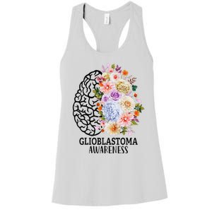 Floral Glioblastoma Awareness Month Brain Cancer Women's Racerback Tank