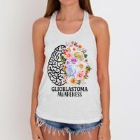 Floral Glioblastoma Awareness Month Brain Cancer Women's Knotted Racerback Tank