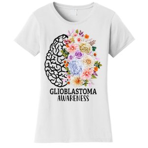 Floral Glioblastoma Awareness Month Brain Cancer Women's T-Shirt