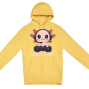 Funny Gamesolotl Axolotl Video Gamer Kawaii Anime Gift Premium Pullover Hoodie