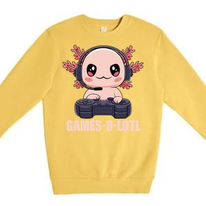 Funny Gamesolotl Axolotl Video Gamer Kawaii Anime Gift Premium Crewneck Sweatshirt