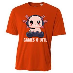 Funny Gamesolotl Axolotl Video Gamer Kawaii Anime Gift Cooling Performance Crew T-Shirt