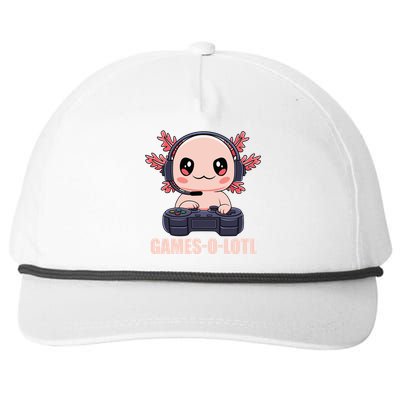 Funny Gamesolotl Axolotl Video Gamer Kawaii Anime Gift Snapback Five-Panel Rope Hat