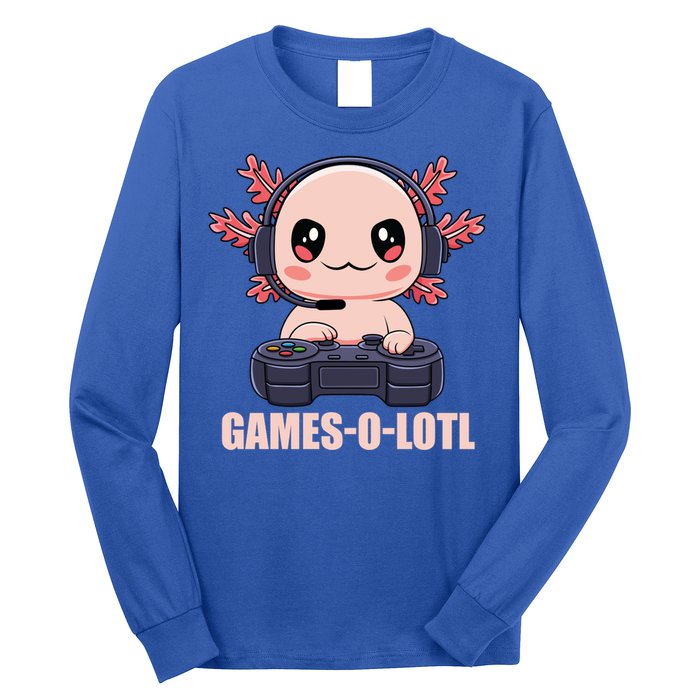 Funny Gamesolotl Axolotl Video Gamer Kawaii Anime Gift Long Sleeve Shirt