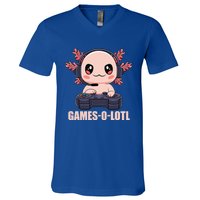 Funny Gamesolotl Axolotl Video Gamer Kawaii Anime Gift V-Neck T-Shirt