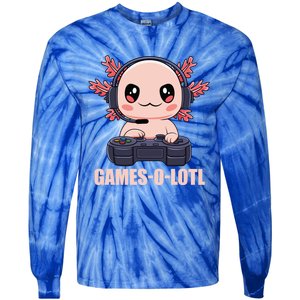 Funny Gamesolotl Axolotl Video Gamer Kawaii Anime Gift Tie-Dye Long Sleeve Shirt