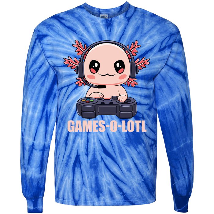 Funny Gamesolotl Axolotl Video Gamer Kawaii Anime Gift Tie-Dye Long Sleeve Shirt