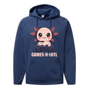 Funny Gamesolotl Axolotl Video Gamer Kawaii Anime Gift Performance Fleece Hoodie