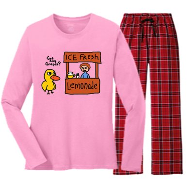 Funny Got Any Grapes Duck Ice Fresh Lemonade Women's Long Sleeve Flannel Pajama Set 