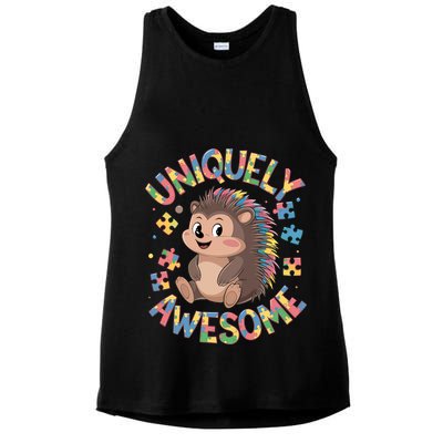 Funny Gift Autism Awareness Month Hedgehog Acceptance Neurodiversity  Ladies PosiCharge Tri-Blend Wicking Tank