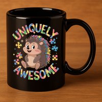 Funny Gift Autism Awareness Month Hedgehog Acceptance Neurodiversity  11oz C Handle Ceramic Mug