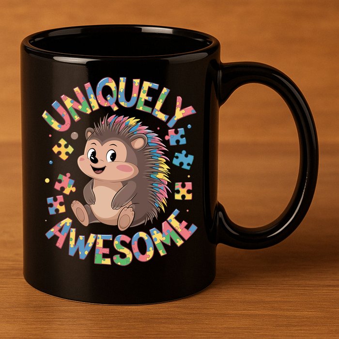 Funny Gift Autism Awareness Month Hedgehog Acceptance Neurodiversity  11oz C Handle Ceramic Mug