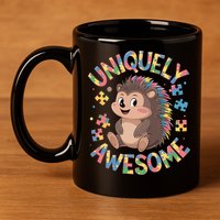 Funny Gift Autism Awareness Month Hedgehog Acceptance Neurodiversity  11oz C Handle Ceramic Mug
