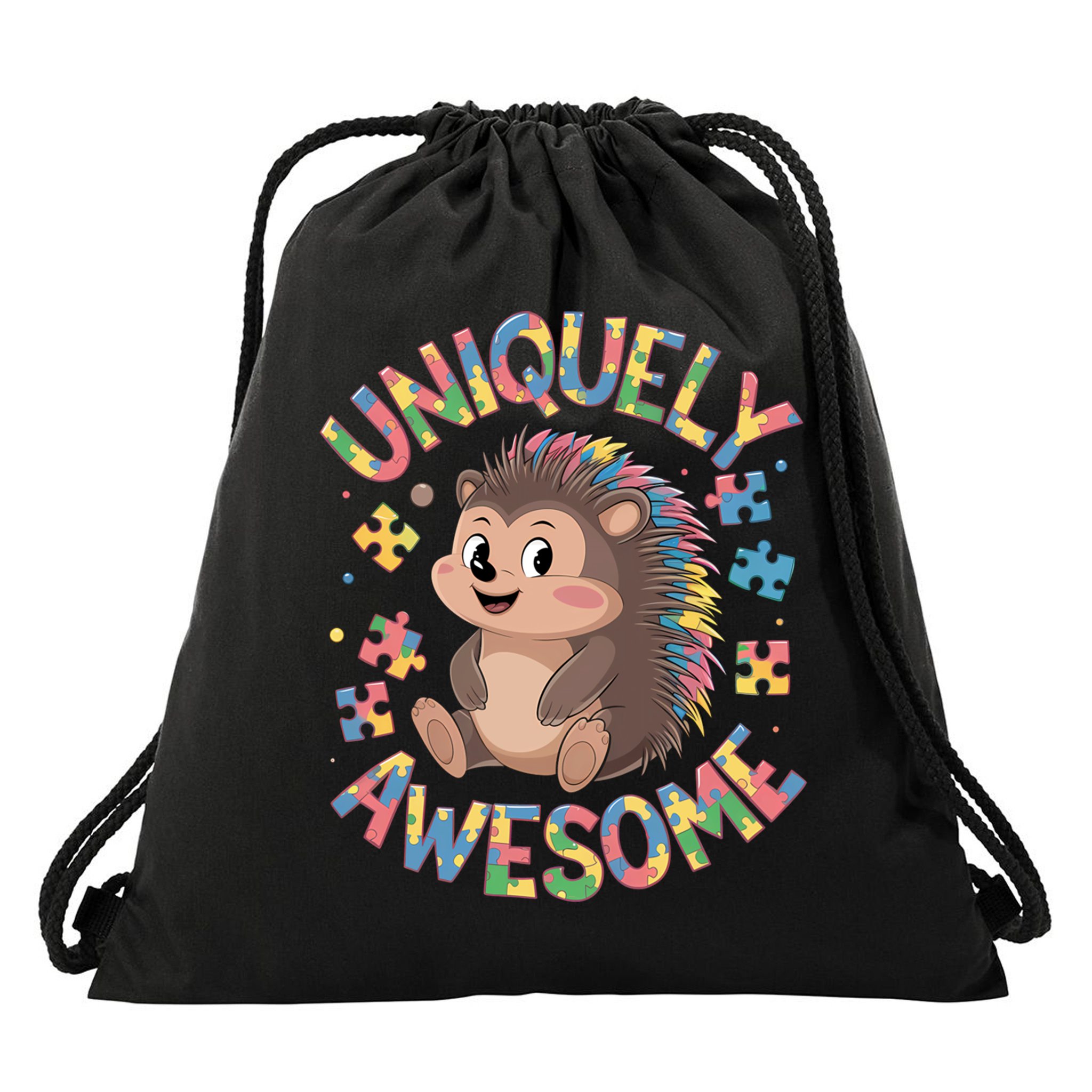 Funny Gift Autism Awareness Month Hedgehog Acceptance Neurodiversity  Drawstring Bag