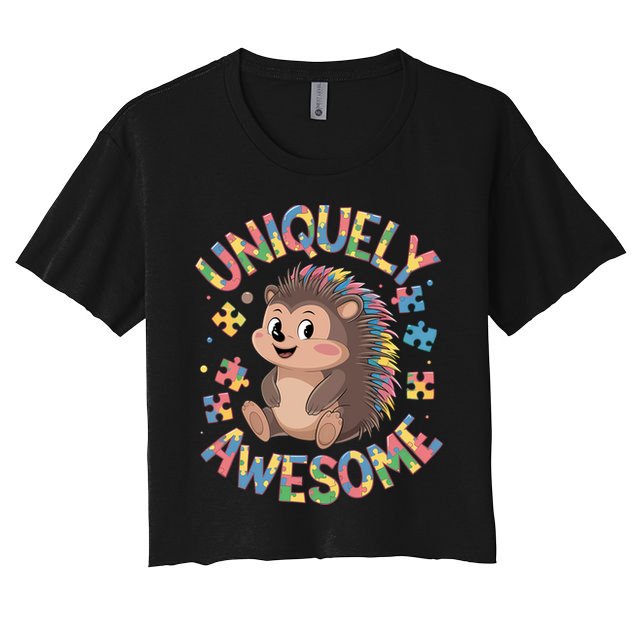 Funny Gift Autism Awareness Month Hedgehog Acceptance Neurodiversity  Crop Top