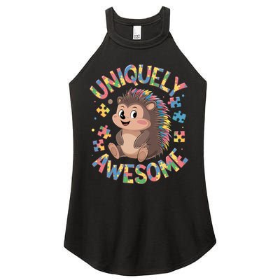Funny Gift Autism Awareness Month Hedgehog Acceptance Neurodiversity  Women's Perfect Tri Rocker Tank