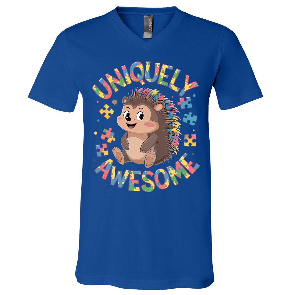 Funny Gift Autism Awareness Month Hedgehog Acceptance Neurodiversity  V-Neck T-Shirt