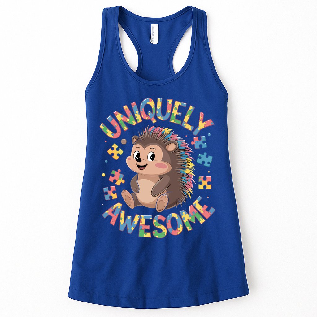 Funny Gift Autism Awareness Month Hedgehog Acceptance Neurodiversity  Womens Tank Top