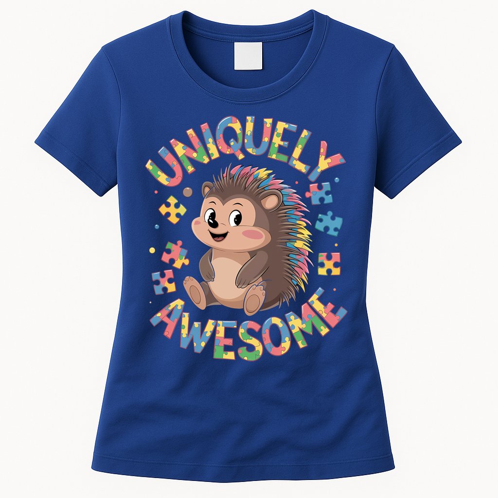 Funny Gift Autism Awareness Month Hedgehog Acceptance Neurodiversity  Womens T-Shirt