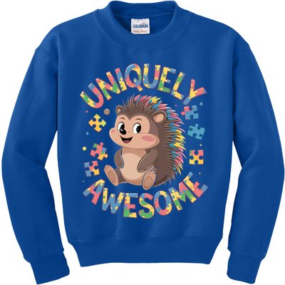 Funny Gift Autism Awareness Month Hedgehog Acceptance Neurodiversity  Kids Sweatshirt