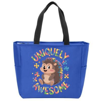 Funny Gift Autism Awareness Month Hedgehog Acceptance Neurodiversity  Zip Tote Bag
