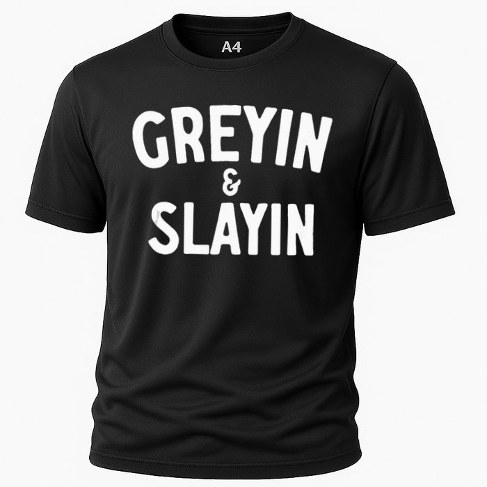 Funny Graying And Slaying Workout Gym Cooling Performance Crew T-Shirt