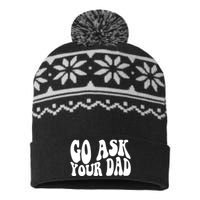 Funny Go Ask Your Dad Vintage Mom Gifts USA-Made Snowflake Beanie