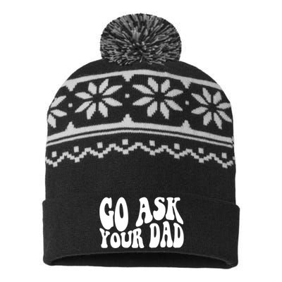 Funny Go Ask Your Dad Vintage Mom Gifts USA-Made Snowflake Beanie