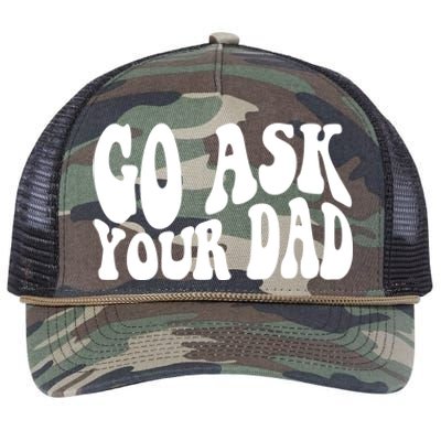 Funny Go Ask Your Dad Vintage Mom Gifts Retro Rope Trucker Hat Cap