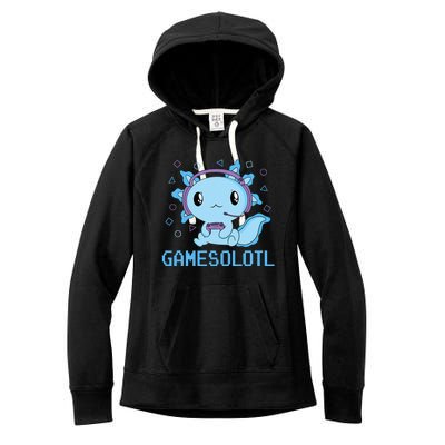 Funny Gamesolotl Anime Kawaii Gaming Axolotl Video Gamer Women's Fleece Hoodie