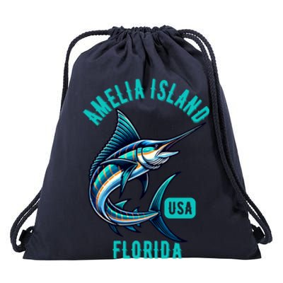 Funny Gift Amelia Island Florida Usa Fishing Design Drawstring Bag