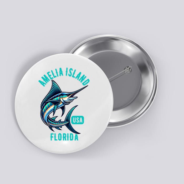 Funny Gift Amelia Island Florida Usa Fishing Design Button