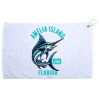 Funny Gift Amelia Island Florida Usa Fishing Design Grommeted Golf Towel