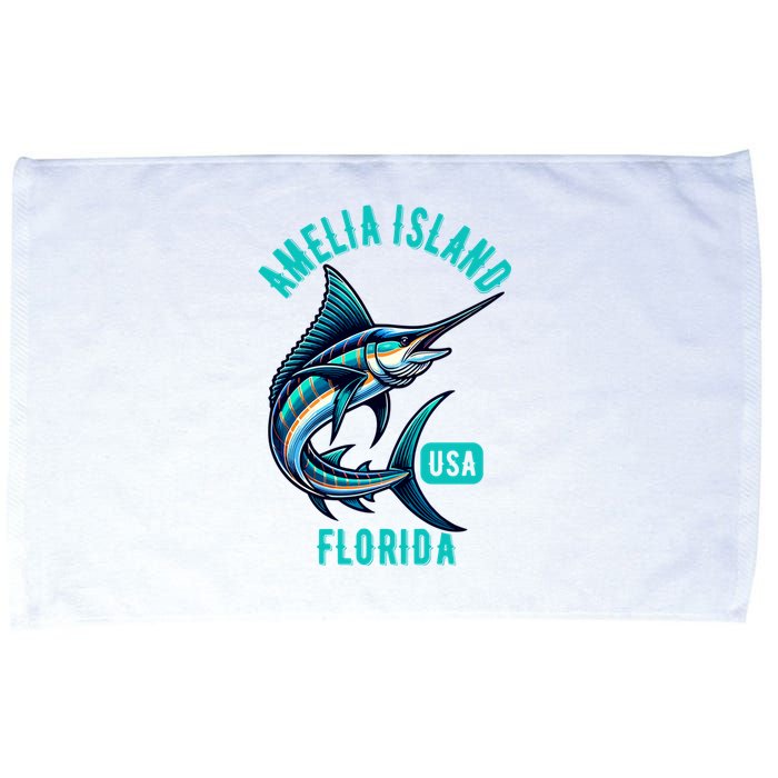 Funny Gift Amelia Island Florida Usa Fishing Design Microfiber Hand Towel