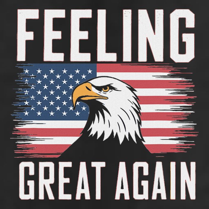 Feeling Great Again Patriotic Bald Eagle Usa Flag 2025 7 Panel Mesh Trucker Snapback Hat