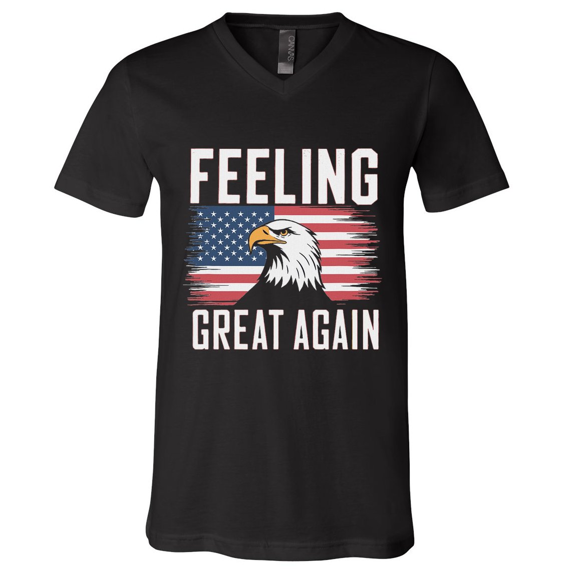 Feeling Great Again Patriotic Bald Eagle Usa Flag 2025 V-Neck T-Shirt