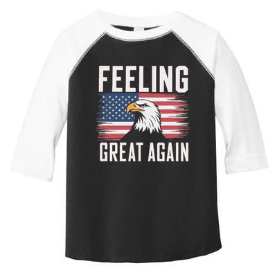 Feeling Great Again Patriotic Bald Eagle Usa Flag 2025 Toddler Fine Jersey T-Shirt