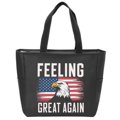 Feeling Great Again Patriotic Bald Eagle Usa Flag 2025 Zip Tote Bag