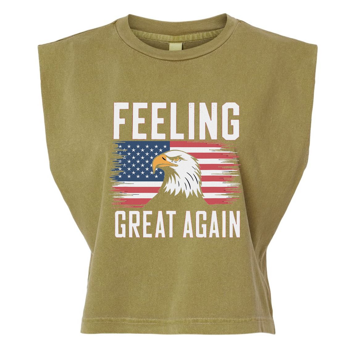 Feeling Great Again Patriotic Bald Eagle Usa Flag 2025 Garment-Dyed Women's Muscle Tee