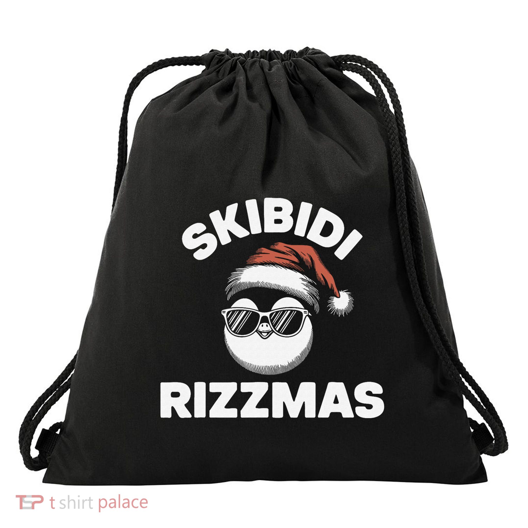 Funny Gen Alpha Slang Christmas Penguin Drawstring Bag