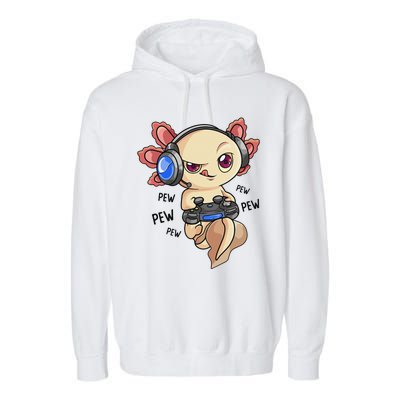 Funny Gaming Axolotl  Adults Cute Video Game  Garment-Dyed Fleece Hoodie