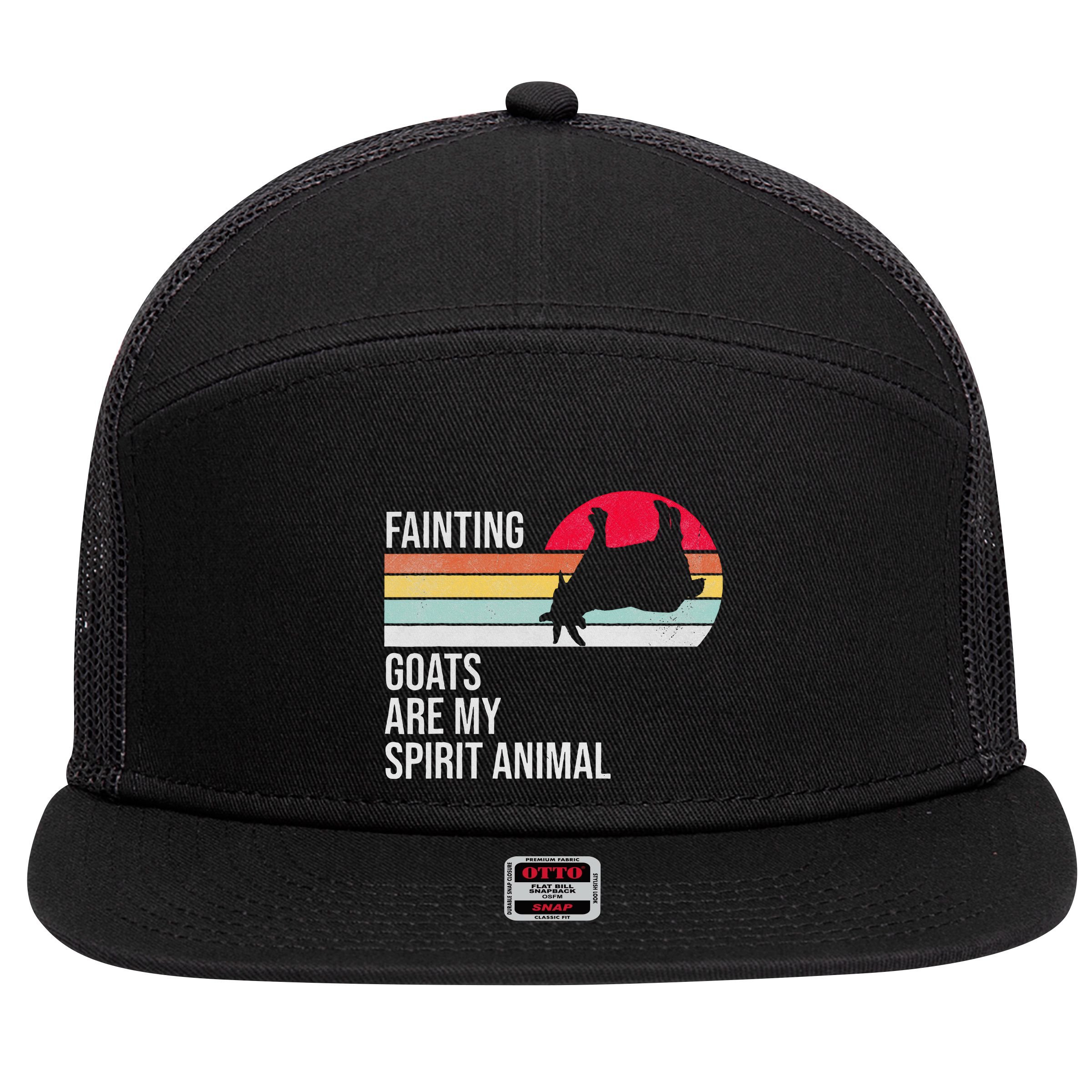 Fainting Goats Are My Spirit Animal Funny Goat Lover 7 Panel Mesh Trucker Snapback Hat
