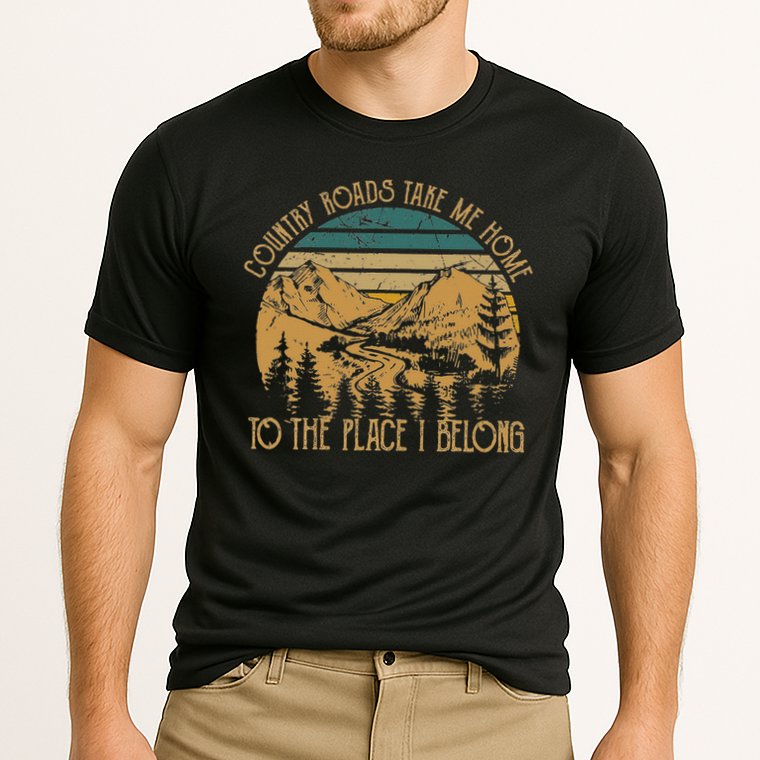 Funny Guitars Arts Country Roads Take Me Home Quotes Music Cooling Performance Crew T-Shirt